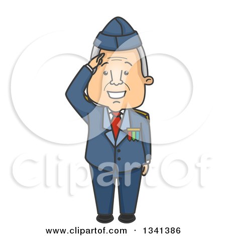 Clipart of a Cartoon Senior White Male Veteran Saluting in His Suit - Royalty Free Vector Illustration by BNP Design Studio