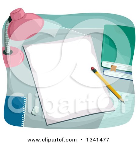 Clipart of a Desk Lamp Shining on a Piece of Paper - Royalty Free Vector Illustration by BNP Design Studio