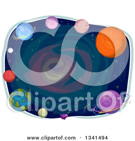 Clipart of Planets Framing Stars - Royalty Free Vector Illustration by BNP Design Studio