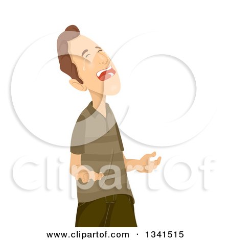 Clipart of a Desperate Brunette White Man Crying and Begging - Royalty Free Vector Illustration by BNP Design Studio