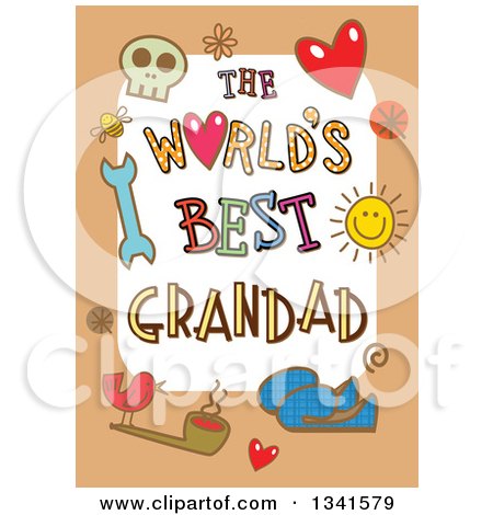 Clipart of a Doodled the Worlds Best Grandad Occasion Design over Purple - Royalty Free Vector Illustration by Prawny