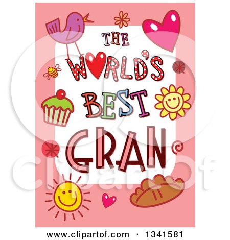 Clipart of a Doodled the Worlds Best Gran Occasion Design over Purple - Royalty Free Vector Illustration by Prawny