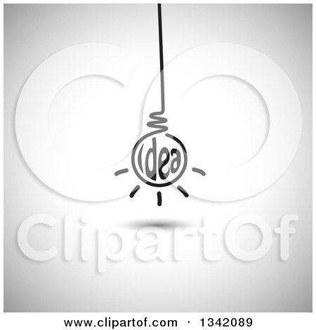 Clipart of a Suspended Idea Light Bulb over Shading - Royalty Free Vector Illustration by ColorMagic