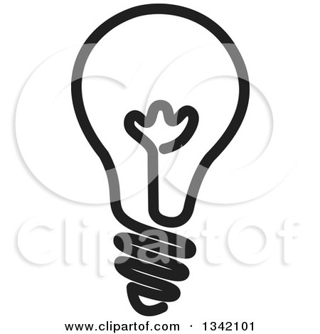 Clipart of a Black and White Light Bulb - Royalty Free Vector Illustration by ColorMagic