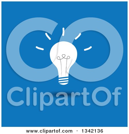 Clipart of a White Shining Light Bulb over Blue - Royalty Free Vector Illustration by ColorMagic