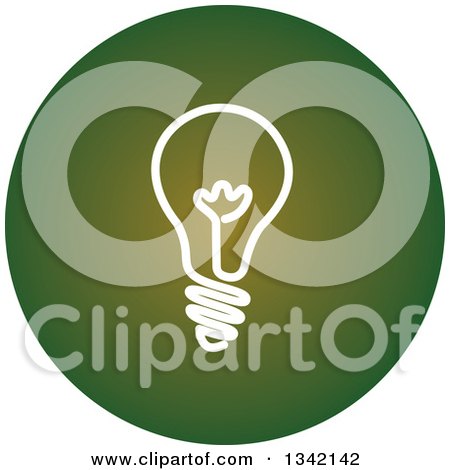 Clipart of a Round White and Green Light Bulb Button App Icon Design Element - Royalty Free Vector Illustration by ColorMagic