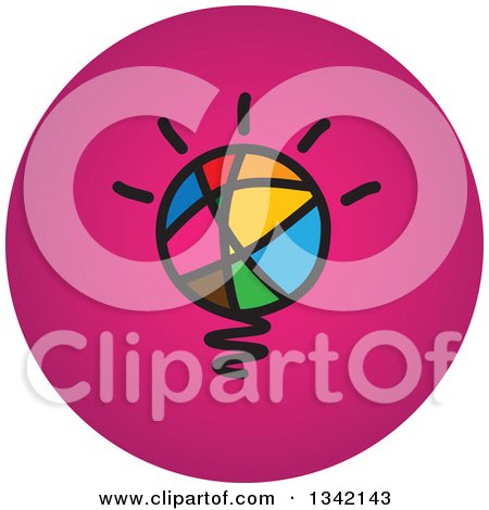 Clipart of a Round Pink and Abstract Light Bulb Button App Icon Design Element - Royalty Free Vector Illustration by ColorMagic