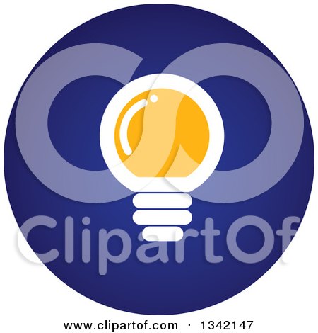 Clipart of a Round Yellow White and Blue Light Bulb Button App Icon Design Element - Royalty Free Vector Illustration by ColorMagic
