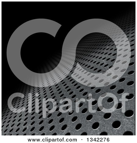 Clipart of a Background of Tilted Perforated Metal Fading into Black - Royalty Free Illustration by KJ Pargeter