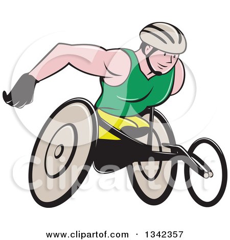 Clipart of a Cartoon Athlete Wheelchair Racer in Action - Royalty Free Vector Illustration by patrimonio