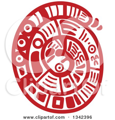 Clipart of a Red Mayan Aztec Hieroglyph Art of a Coiled Snake - Royalty Free Vector Illustration by Vector Tradition SM