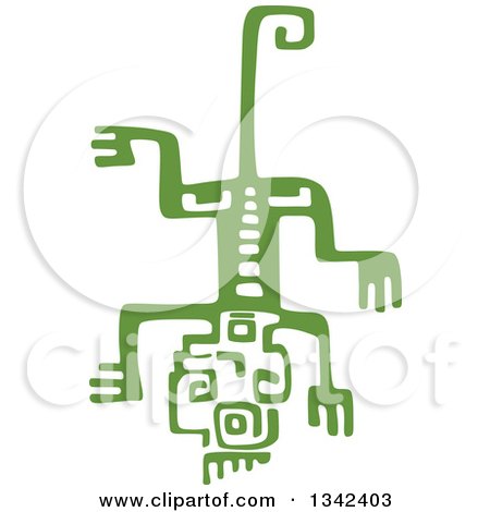 Clipart of a Green Mayan Aztec Hieroglyph Art of a Lizard - Royalty Free Vector Illustration by Vector Tradition SM