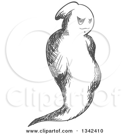 Clipart of a Sketched Spooky Ghost 3 - Royalty Free Vector Illustration by Vector Tradition SM