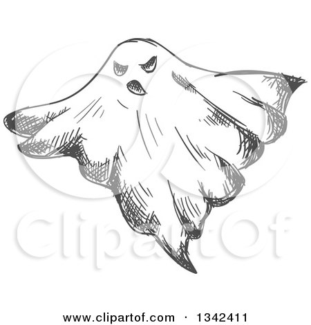 Clipart of a Sketched Spooky Ghost 4 - Royalty Free Vector Illustration by Vector Tradition SM