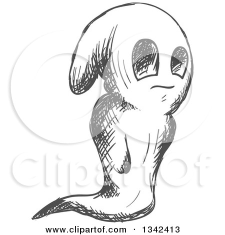Clipart of a Sketched Spooky Ghost 6 - Royalty Free Vector Illustration by Vector Tradition SM
