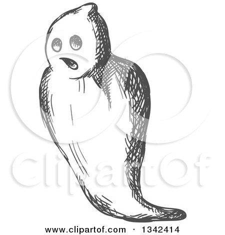 Clipart of a Sketched Spooky Ghost 7 - Royalty Free Vector Illustration by Vector Tradition SM