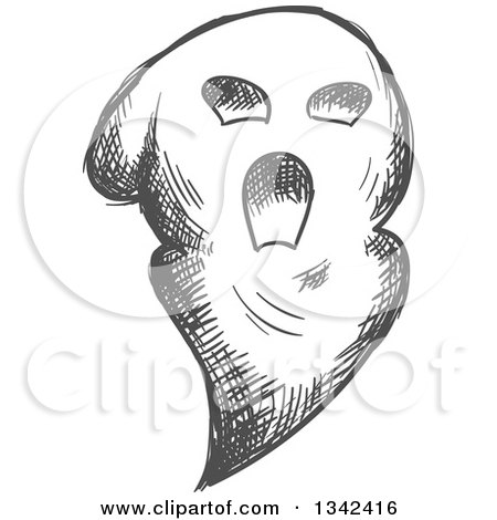Clipart of a Sketched Spooky Ghost - Royalty Free Vector Illustration by Vector Tradition SM