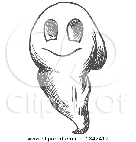 Clipart of a Sketched Spooky Ghost 2 - Royalty Free Vector Illustration by Vector Tradition SM