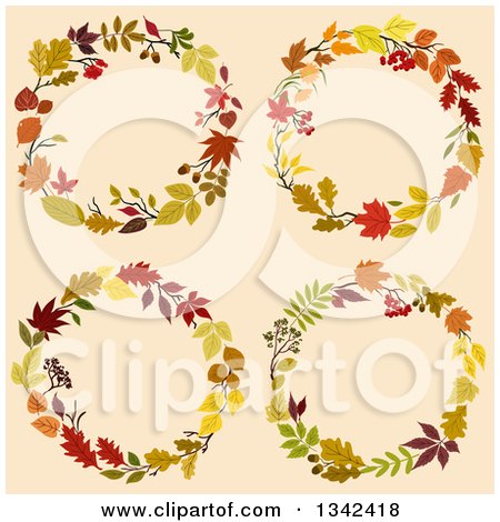 Clipart of Colorful Autumn Leaf Wreaths 4 - Royalty Free Vector Illustration by Vector Tradition SM