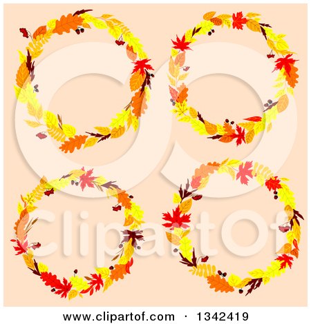 Clipart of Colorful Autumn Leaf Wreaths 3 - Royalty Free Vector Illustration by Vector Tradition SM
