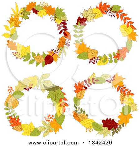 Clipart of Colorful Autumn Leaf Wreaths 2 - Royalty Free Vector Illustration by Vector Tradition SM
