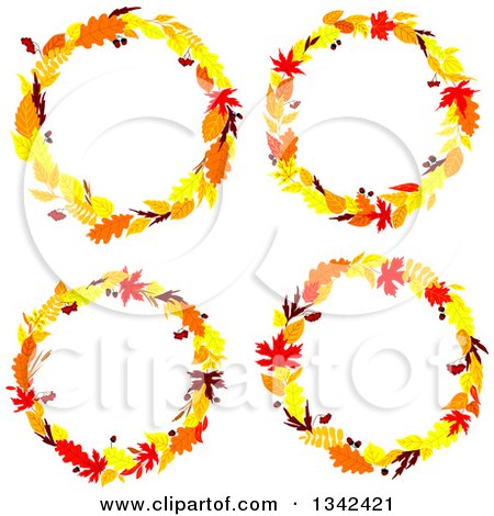 Clipart of Colorful Autumn Leaf Wreaths - Royalty Free Vector Illustration by Vector Tradition SM