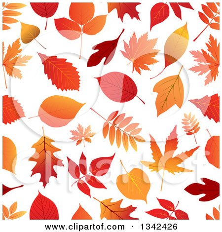 Clipart of a Seamless Background Pattern of Orange Autumn Leaves - Royalty Free Vector Illustration by Vector Tradition SM