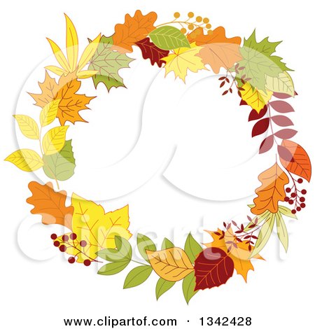 Clipart of a Colorful Autumn Leaf Wreath 5 - Royalty Free Vector Illustration by Vector Tradition SM