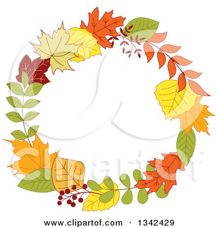 Clipart of a Colorful Autumn Leaf Wreath 6 - Royalty Free Vector Illustration by Vector Tradition SM