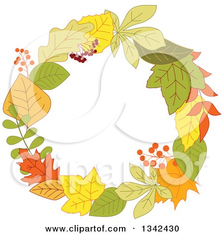 Clipart of a Colorful Autumn Leaf Wreath 7 - Royalty Free Vector Illustration by Vector Tradition SM