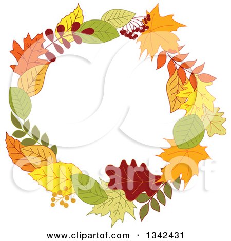 Clipart of a Colorful Autumn Leaf Wreath 8 - Royalty Free Vector Illustration by Vector Tradition SM