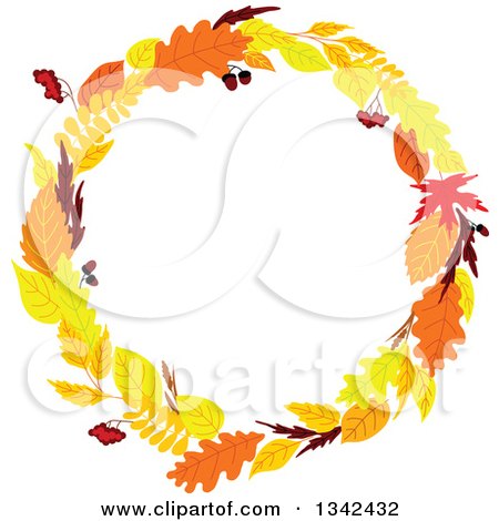 Clipart of a Colorful Autumn Leaf Wreath - Royalty Free Vector Illustration by Vector Tradition SM