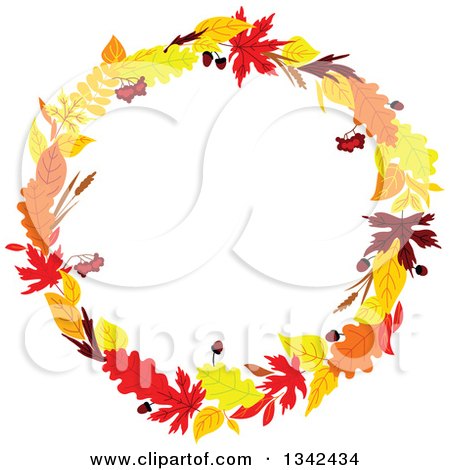 Clipart of a Colorful Autumn Leaf Wreath 3 - Royalty Free Vector Illustration by Vector Tradition SM