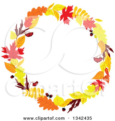Clipart of a Colorful Autumn Leaf Wreath 4 - Royalty Free Vector Illustration by Vector Tradition SM
