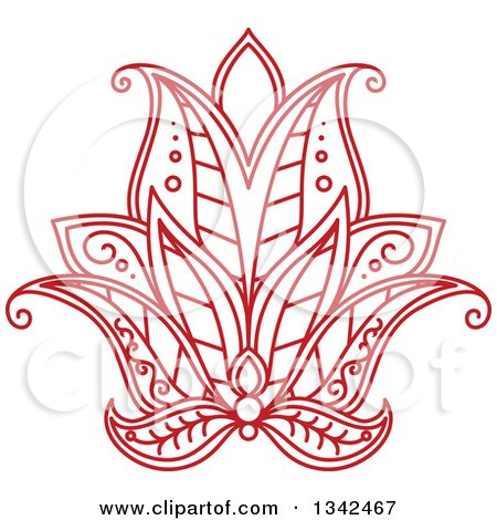 Clipart of a Beautiful Red Henna Lotus Flower 7 - Royalty Free Vector Illustration by Vector Tradition SM