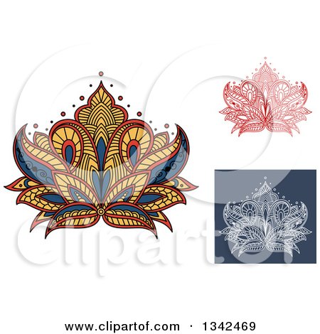 Clipart of Beautiful Henna Lotus Flowers 2 - Royalty Free Vector Illustration by Vector Tradition SM