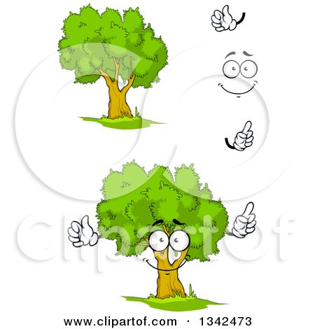 Clipart of a Cartoon Face, Hands and Trees 5 - Royalty Free Vector Illustration by Vector Tradition SM