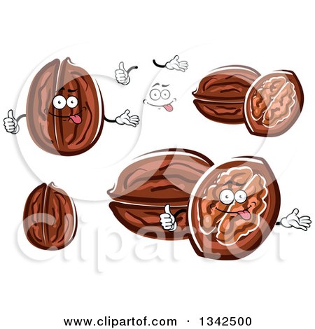 Clipart of a Cartoon Face, Hands and Walnuts 2 - Royalty Free Vector Illustration by Vector Tradition SM