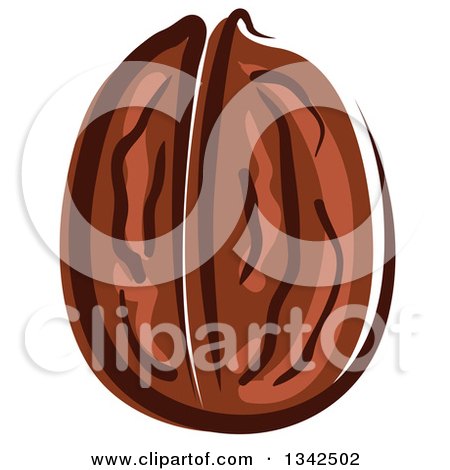 Clipart of a Cartoon Walnut - Royalty Free Vector Illustration by Vector Tradition SM