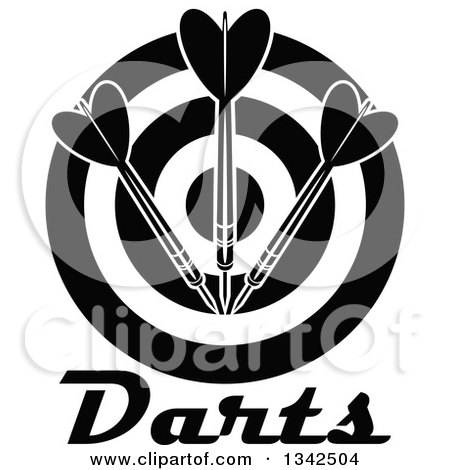 Clipart of a Black and White Target with Darts and Text - Royalty Free Vector Illustration by Vector Tradition SM