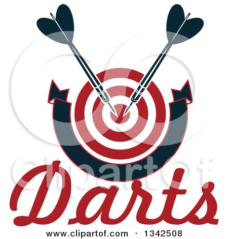 Clipart of a Red and White Target with Darts, a Blank Banner and Text - Royalty Free Vector Illustration by Vector Tradition SM
