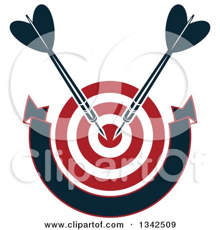 Clipart of a Red and White Target with Darts and a Blank Banner - Royalty Free Vector Illustration by Vector Tradition SM