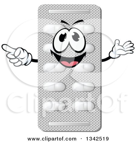 Clipart of a Cartoon Blister Pill Package Character - Royalty Free Vector Illustration by Vector Tradition SM