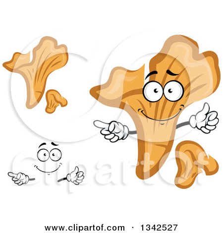 Clipart of a Cartoon Face, Hands and Chanterelle Mushrooms - Royalty Free Vector Illustration by Vector Tradition SM