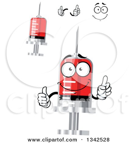 Clipart of a Cartoon Face, Hands and Blood Syringes - Royalty Free Vector Illustration by Vector Tradition SM
