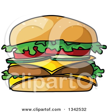 Clipart of a Cartoon Cheeseburger - Royalty Free Vector Illustration by Vector Tradition SM