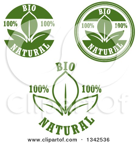 Clipart of Green Bio Natural Designs with Leaves - Royalty Free Vector Illustration by Vector Tradition SM