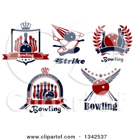 Clipart of Text and Bowling Sports Designs - Royalty Free Vector Illustration by Vector Tradition SM