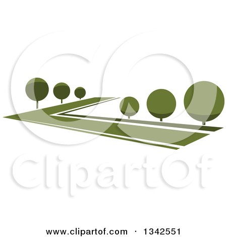 Clipart of a Lush Green Park with Rounded Trees - Royalty Free Vector Illustration by Vector Tradition SM