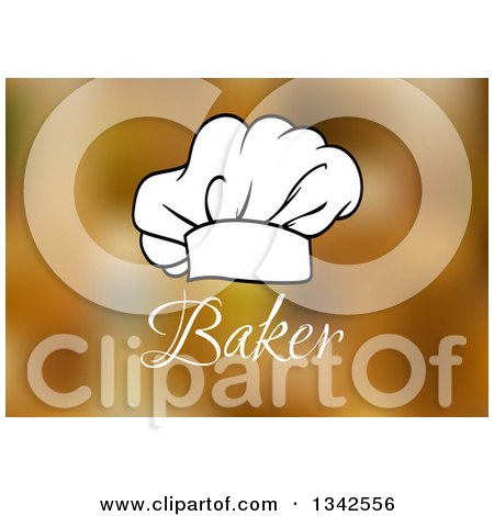 Clipart of a Black and White Chef Toque Hat over Baker Text and Blur - Royalty Free Vector Illustration by Vector Tradition SM